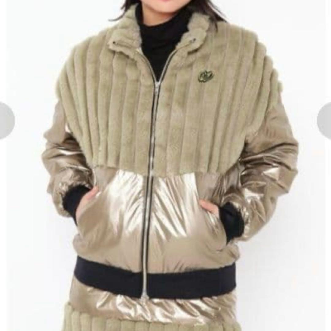 マスターバニースパッタリングエコファーコンビブルゾンベージュサイズ2