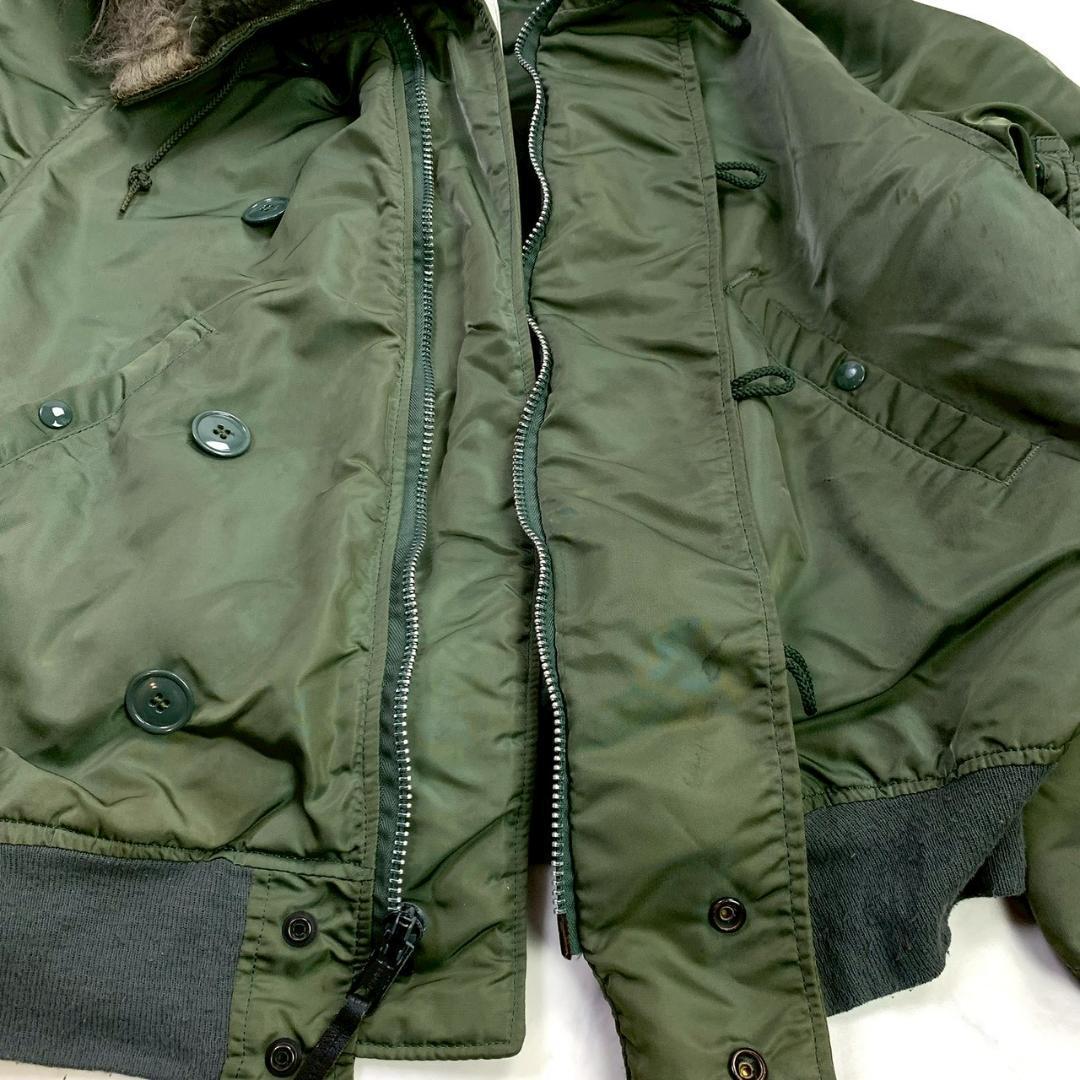 90s USA製 アルファ N-2B フライトジャケット カーキ L　D781