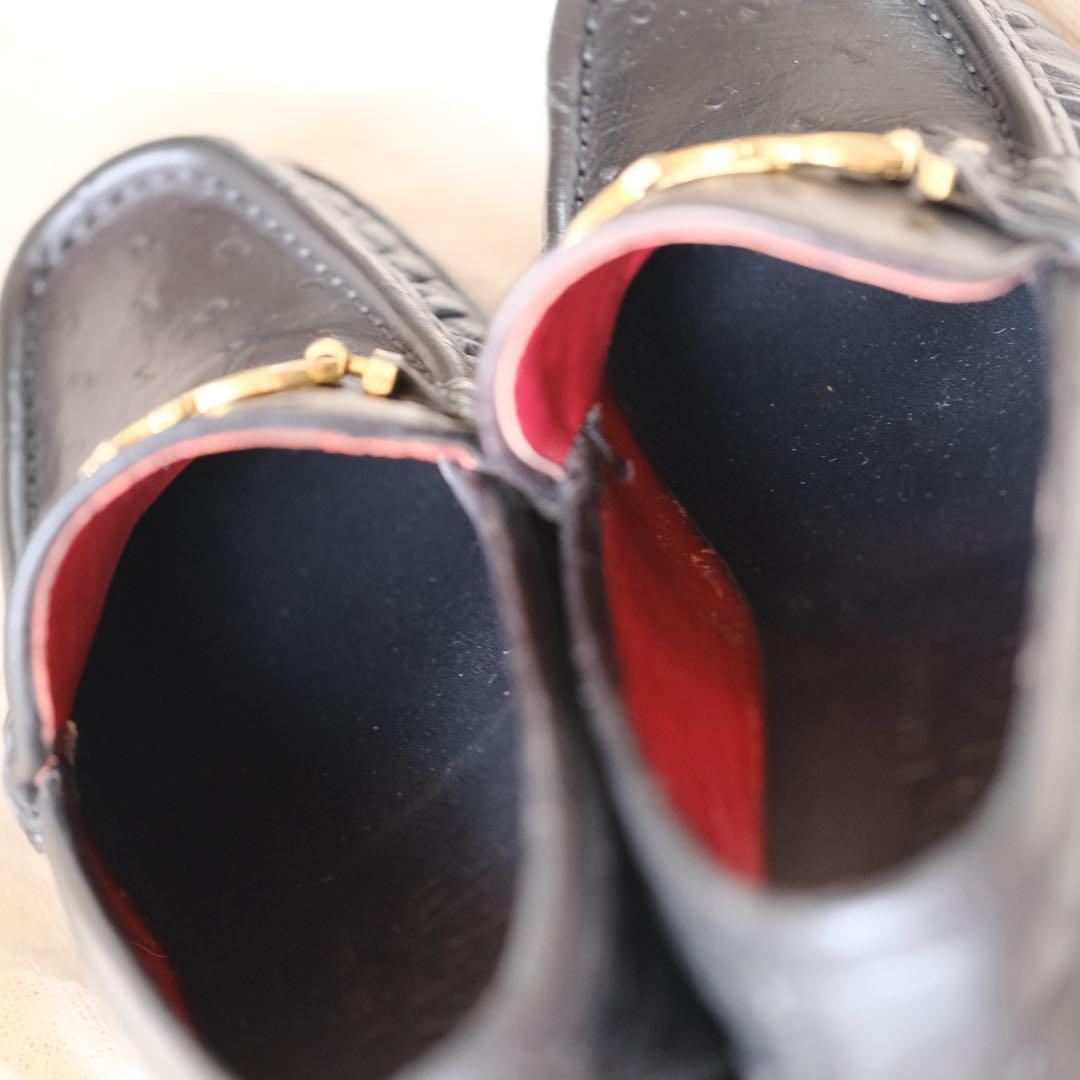 希少Salvatore Ferragamoオーストリッチガンチーニローファー6D