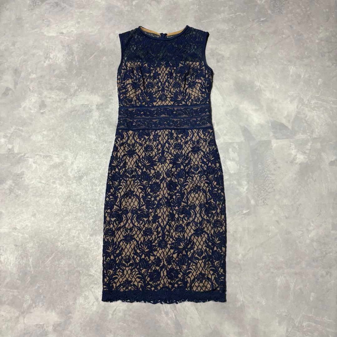 タダシショージ レース ワンピース 花柄 ノースリーブ