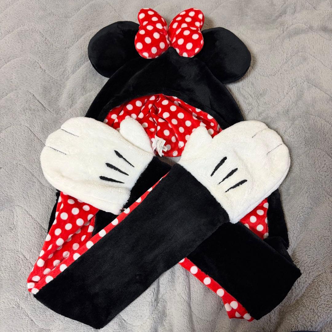 値下げ可】ミニーマウス マフラーキャップ ファンキャップ ディズニー