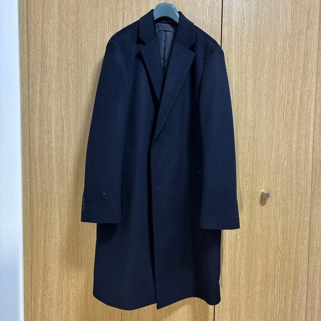 UNIQLO ユニクロ ウールカシミヤ チェスターコート M ネイビー - メルカリ