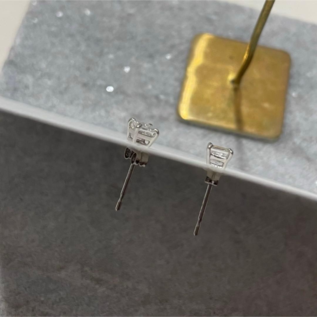 Pt900 0.4ct up カレカット スクエアカット ダイヤモンド ピアス