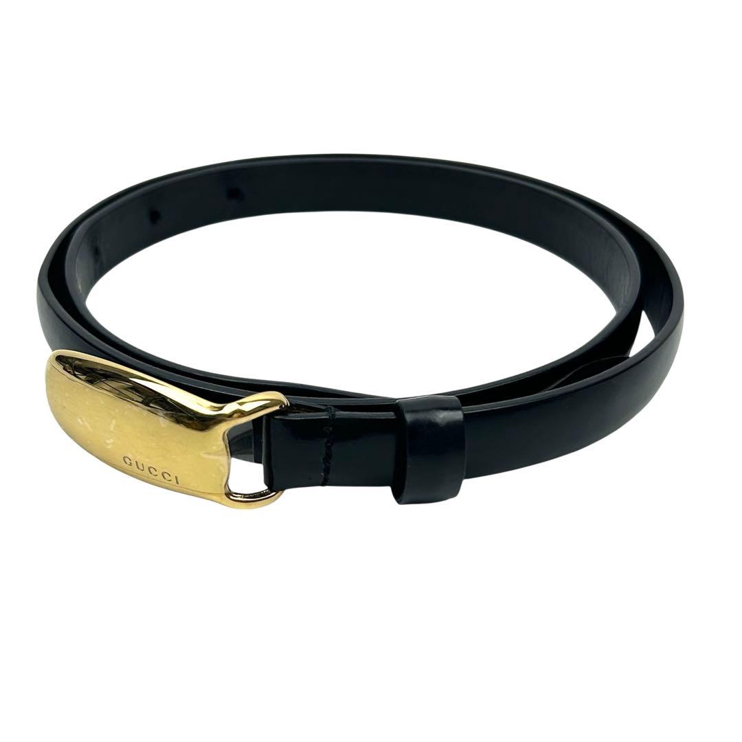 【美品】GUCCI グッチ 革 レザー ベルト レディース ブラック 黒