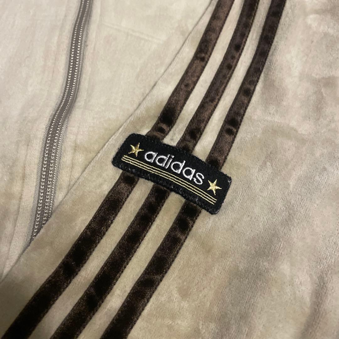 adidas トラックジャケット ベロア ベージュ ブラウン Mサイズ ジャージ
