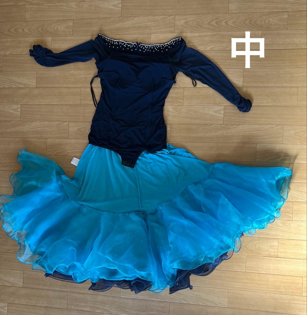 紺色 社交ダンス用ドレス　M 競技会デモ パーティー