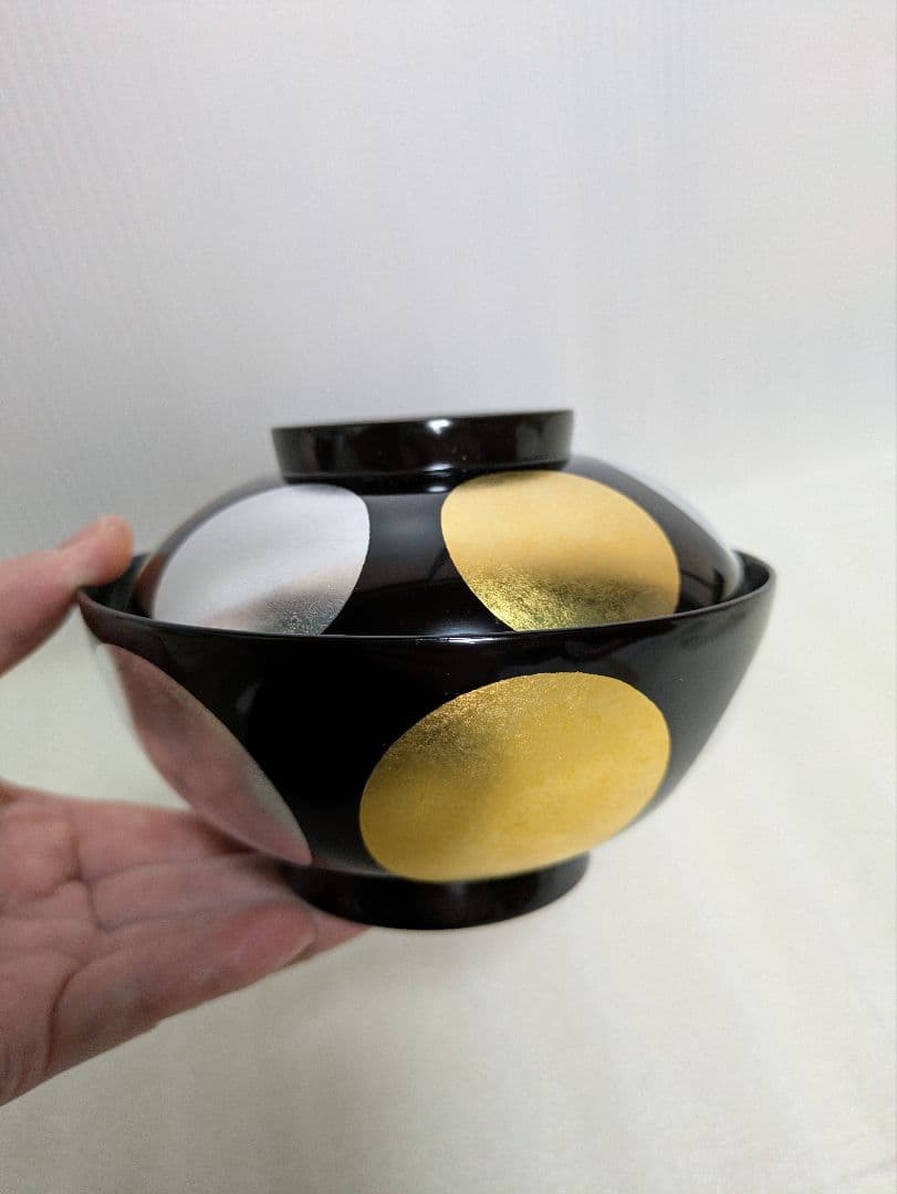 【川連漆器】煮物椀　黒　日月