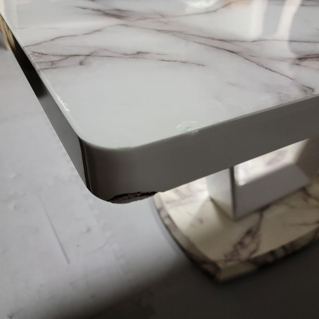 大理石調　エレガント　ダイニングガラステーブル