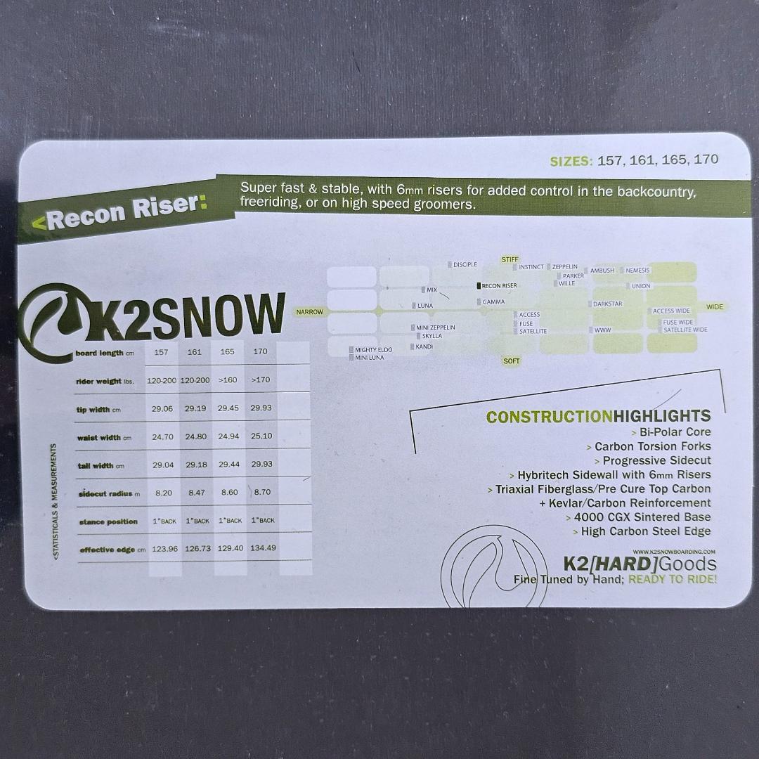 【未使用/レア】K2 RECON RISER 161 6mmライザー SBX