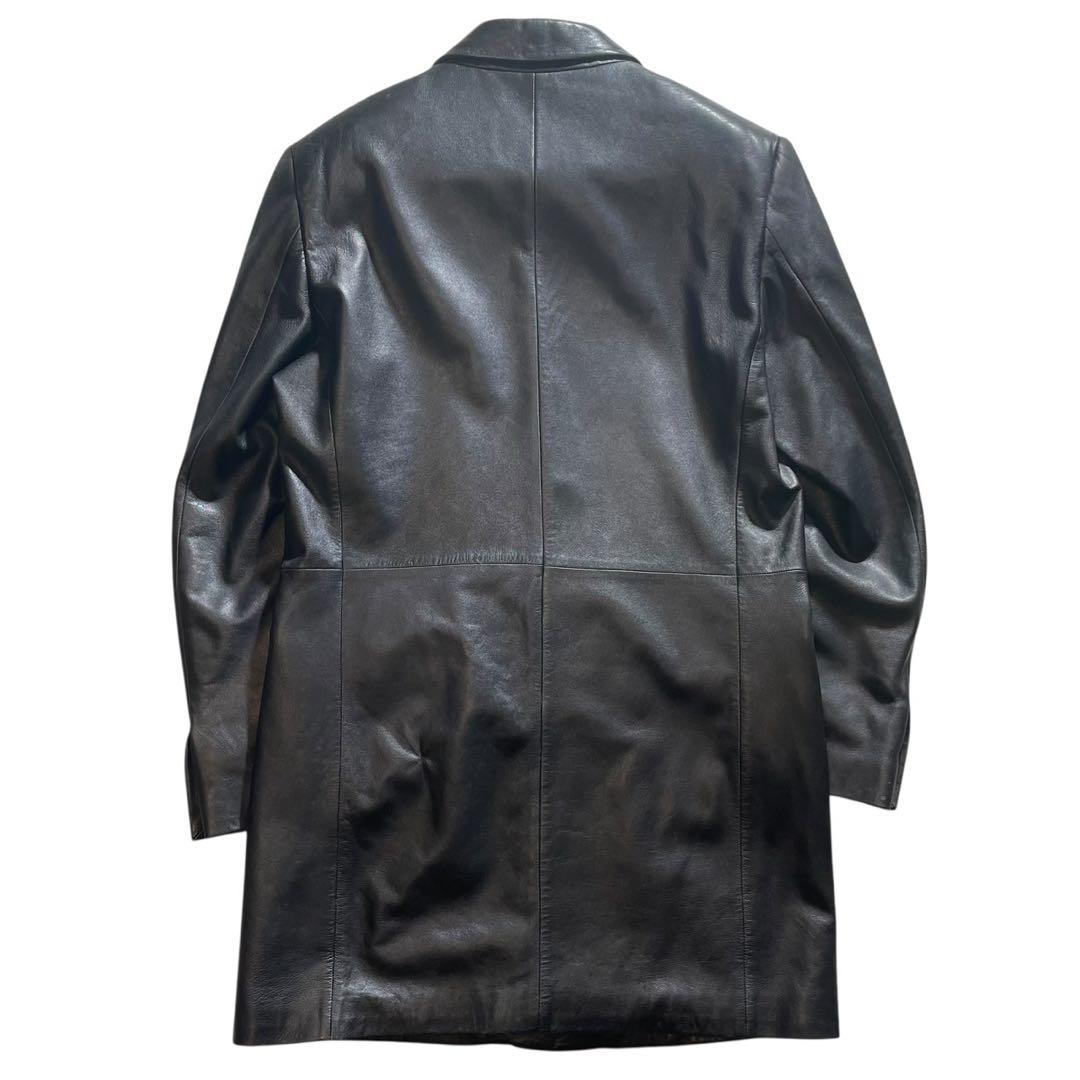 VERSACE ヴェルサーチ 羊革 レザーコート 本革 ブラック 50