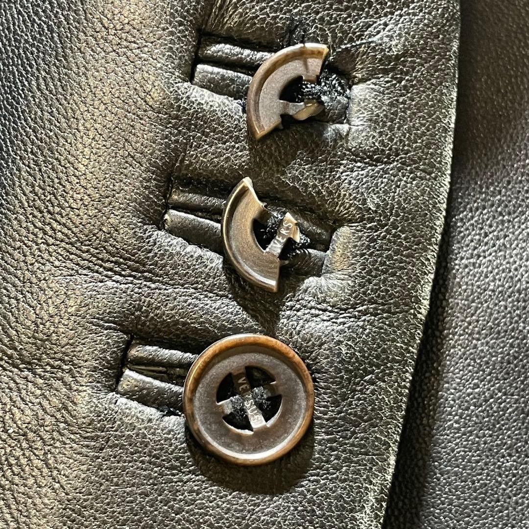 VERSACE ヴェルサーチ 羊革 レザーコート 本革 ブラック 50
