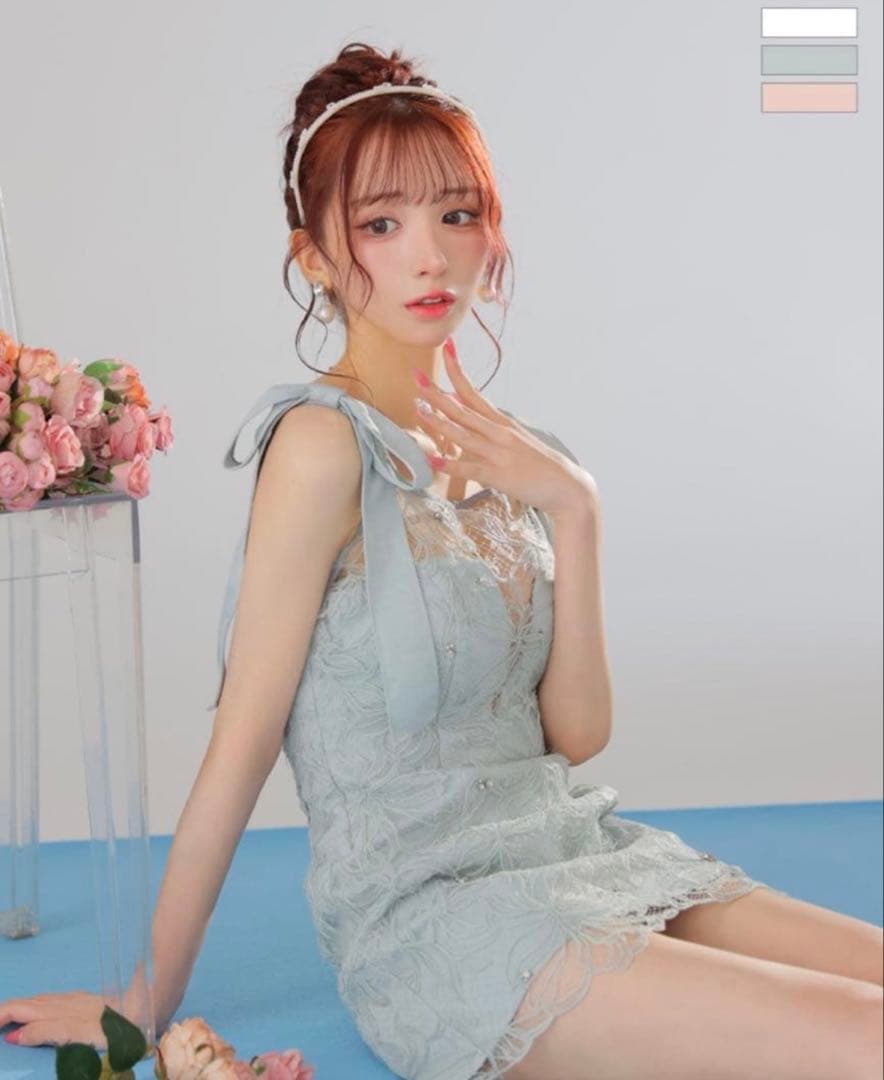 ローブドフルール ショルダーリボンレースミニキャバドレス(fm3457