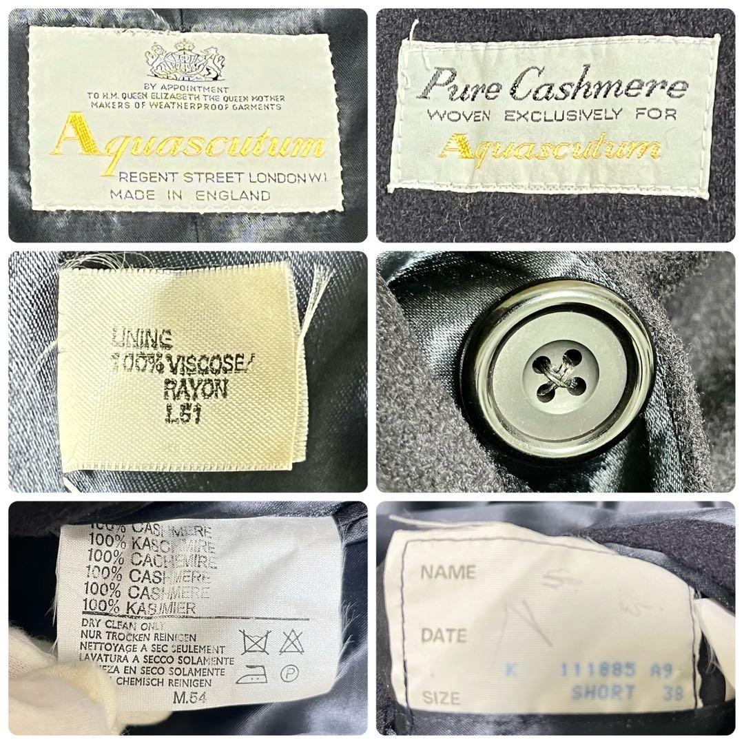 極美品✨アクアスキュータム ステンカラーコート カシミヤ100 大きいサイズ 紺