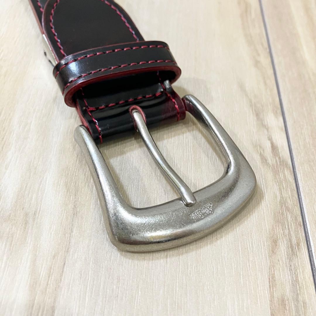 ✨美品✨ジャンポールゴルチエ レザー ベルト 黒×赤 ロゴ型押し ヴィンテージ