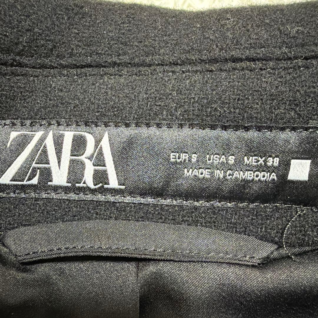 ZARA ザラ　ベルト付き チェスターコート ダブルブレスト　ロング丈　ブラック