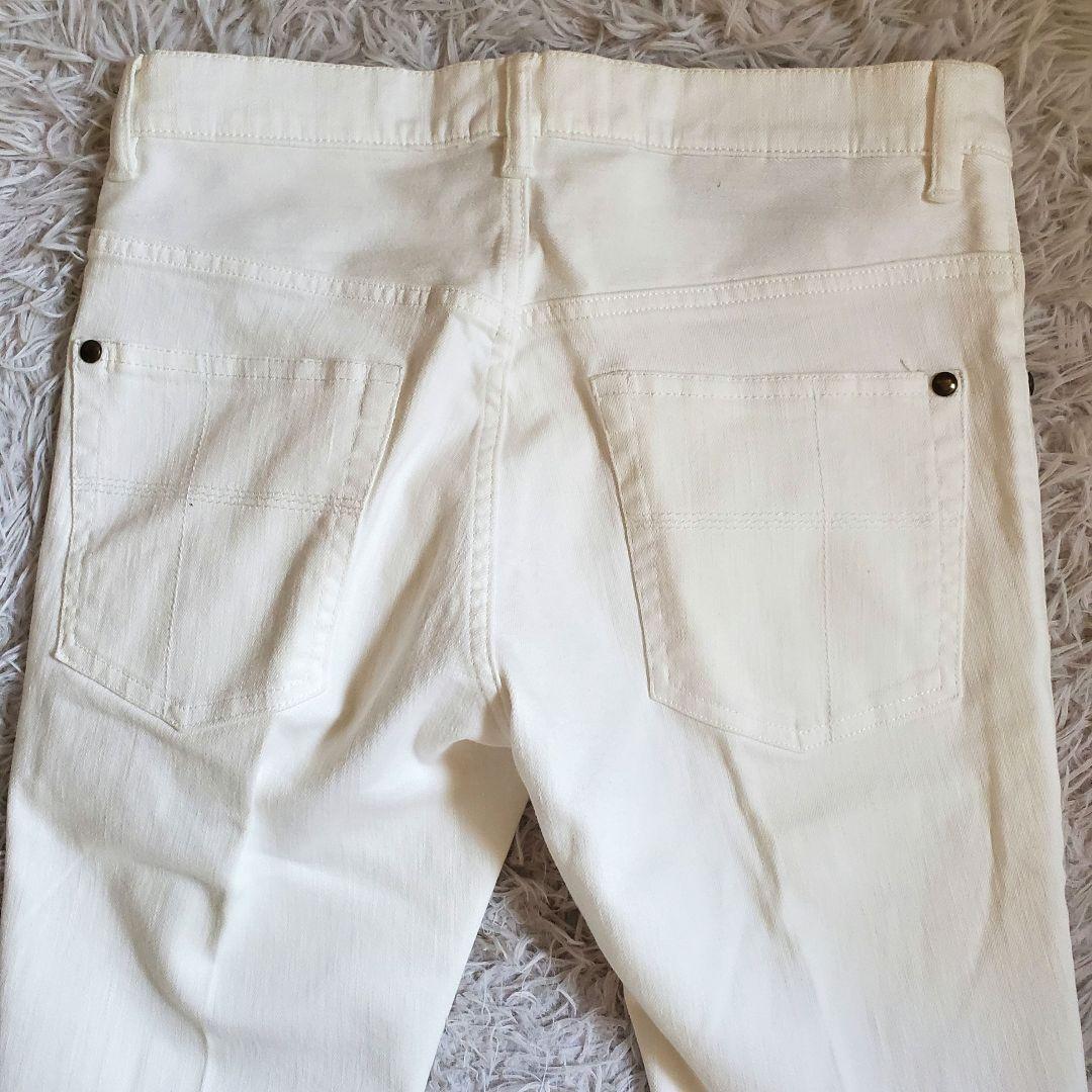 極美品 1piu1uguale3 ホワイトデニム ストレッチテーパードデニム 4