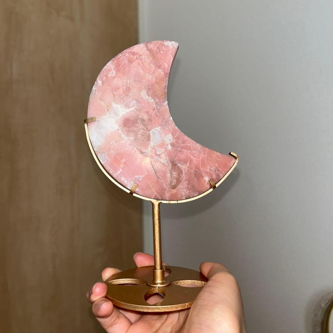 ピンクオパール bigサイズ 月 天然石 専用台座付き