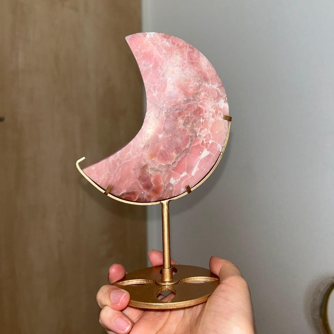 ピンクオパール bigサイズ 月 天然石 専用台座付き