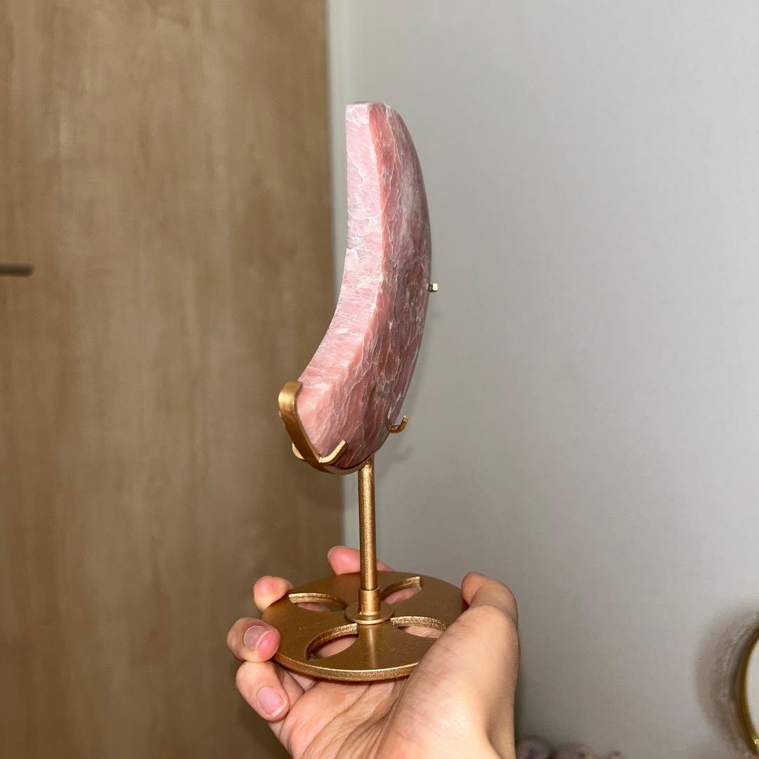 ピンクオパール bigサイズ 月 天然石 専用台座付き