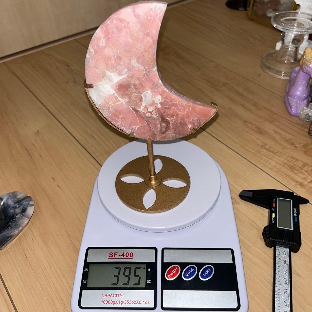 ピンクオパール bigサイズ 月 天然石 専用台座付き