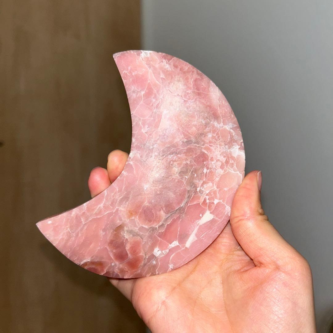 ピンクオパール bigサイズ 月 天然石 専用台座付き