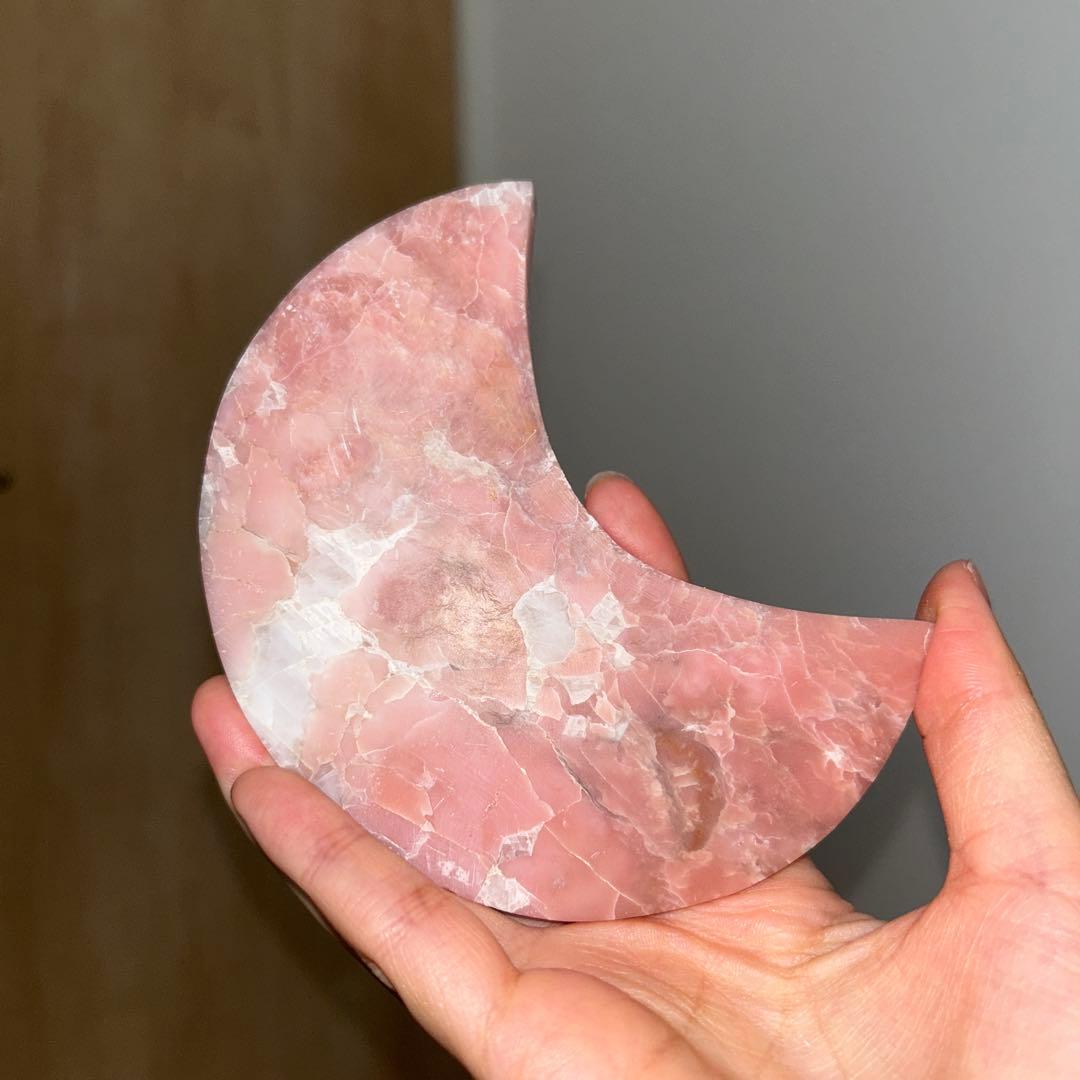 ピンクオパール bigサイズ 月 天然石 専用台座付き