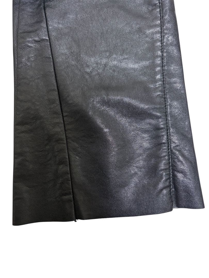 mnml ミニマル　フェイクレザーフレアパンツ　ブラック　W32