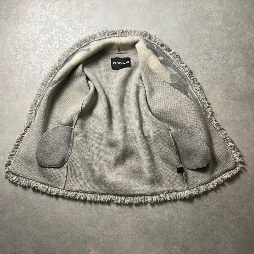 1piu1uguale3ウノピュウカシミア混ウールカーディガンガウンフリンジ