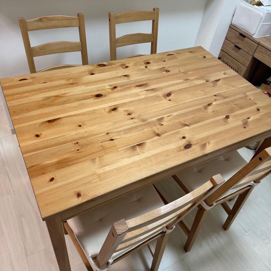 【引き取り限定】IKEA ヨックモック ダイニングテーブル＋椅子4脚セット