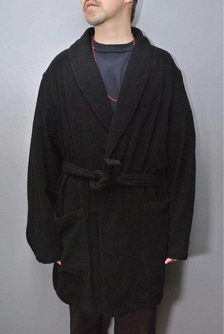 COMOLI コモリ 23ss シルクパイルローブコート ベルト ブラック L