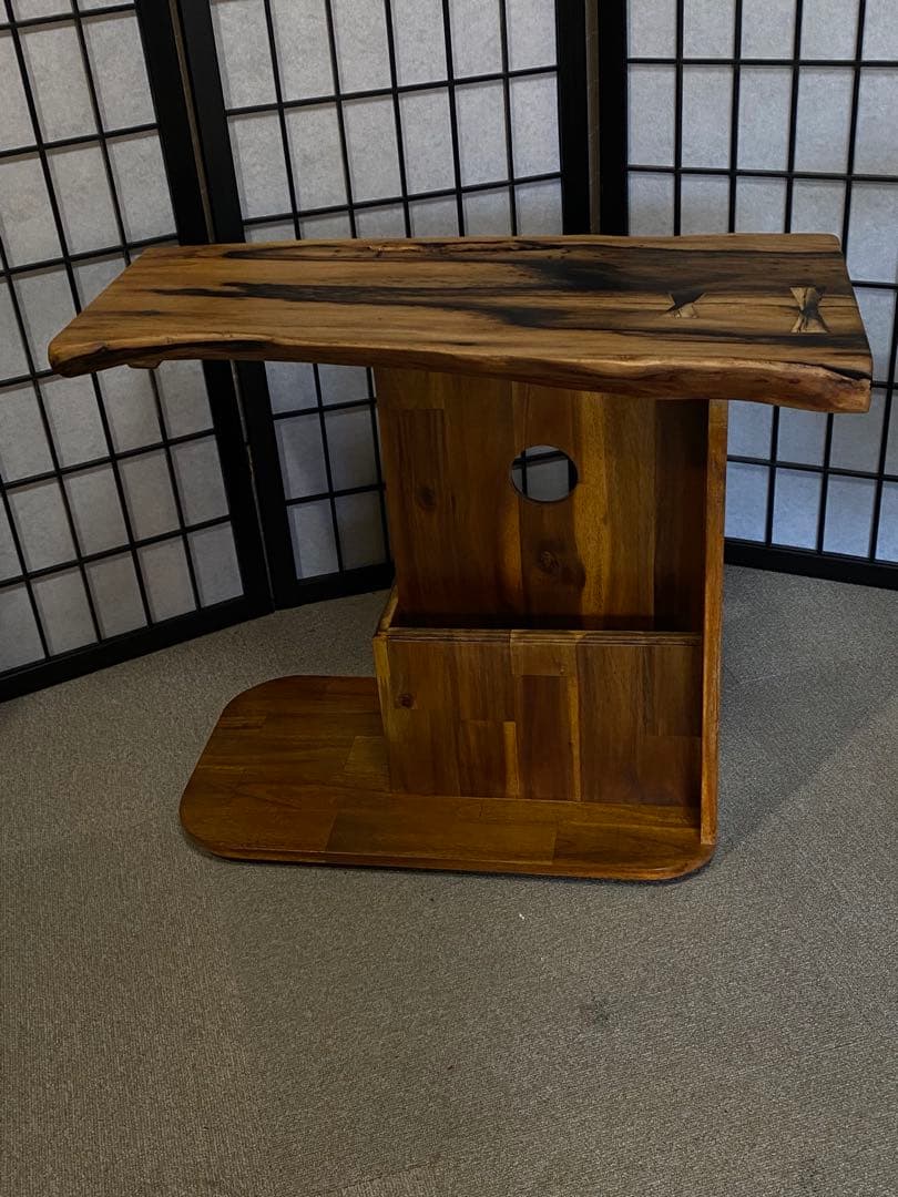 黒柿無垢材 アシンメトリック サイドテーブル