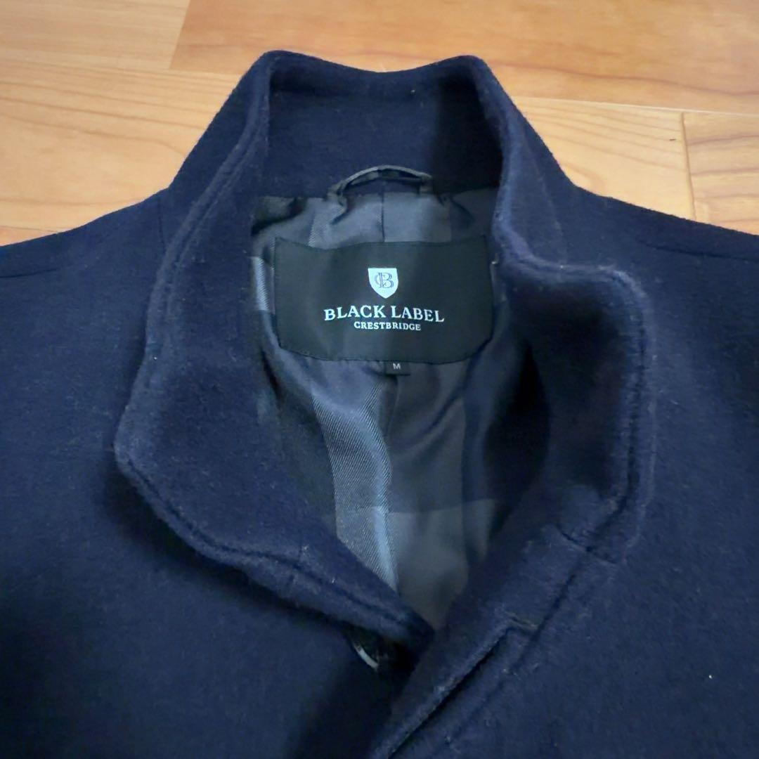 ブラックレーベルクレストブリッジ ウールコート M チェック 紺 三陽