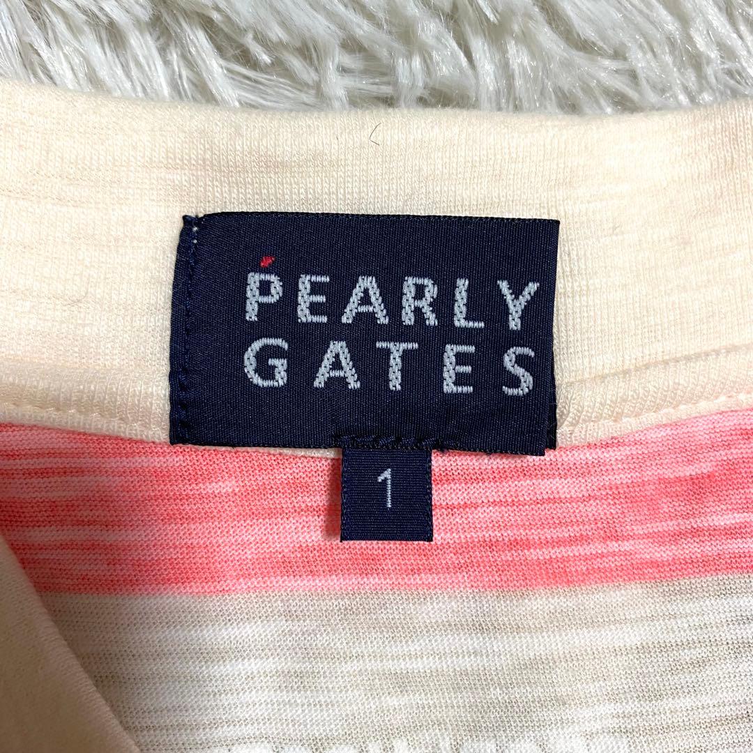 パーリーゲイツ　ポロシャツ　ボーダー　ロゴ　レディース　日本製　ピンク　M