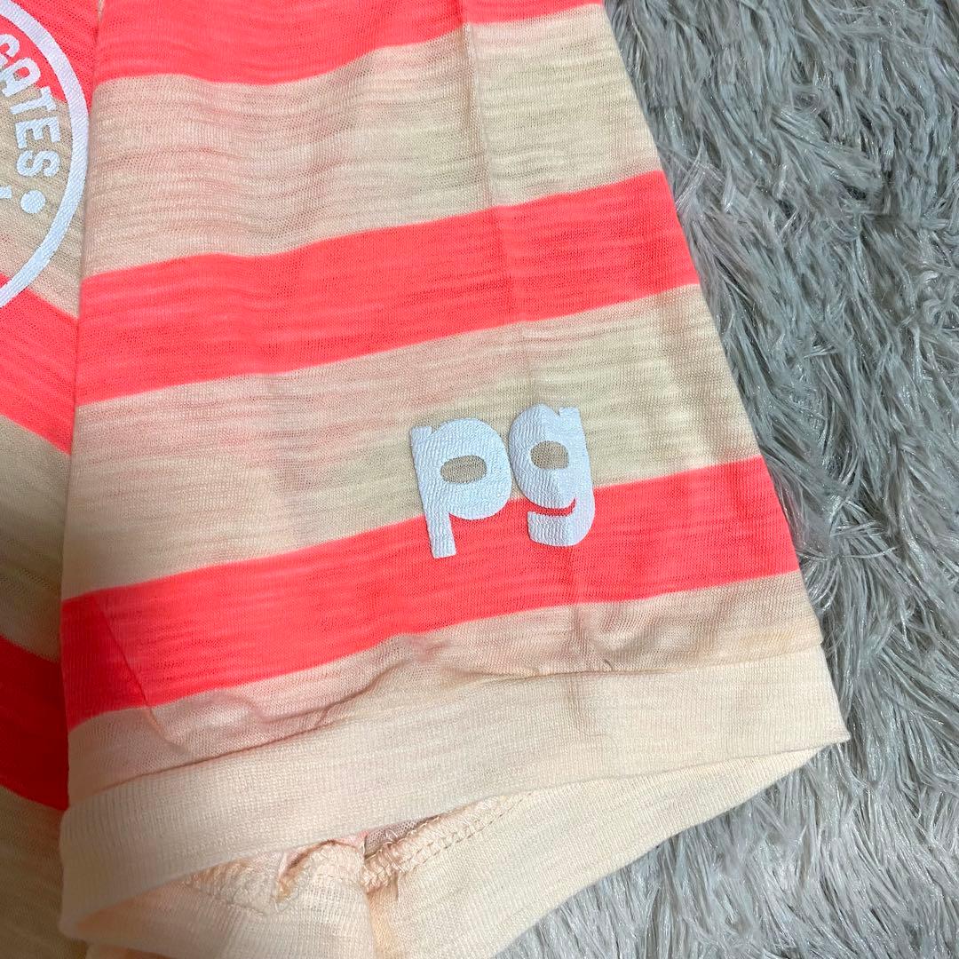 パーリーゲイツ　ポロシャツ　ボーダー　ロゴ　レディース　日本製　ピンク　M