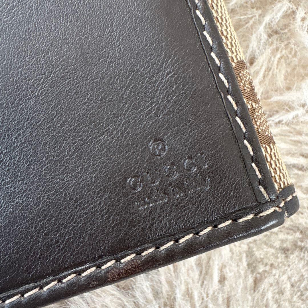 GUCCI グッチ GGパターン 長財布 ベージュ×ブラウン キャンパスレザー