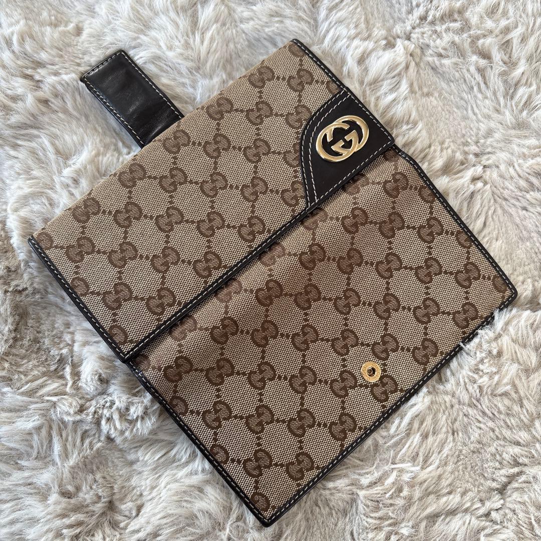 GUCCI グッチ GGパターン 長財布 ベージュ×ブラウン キャンパスレザー