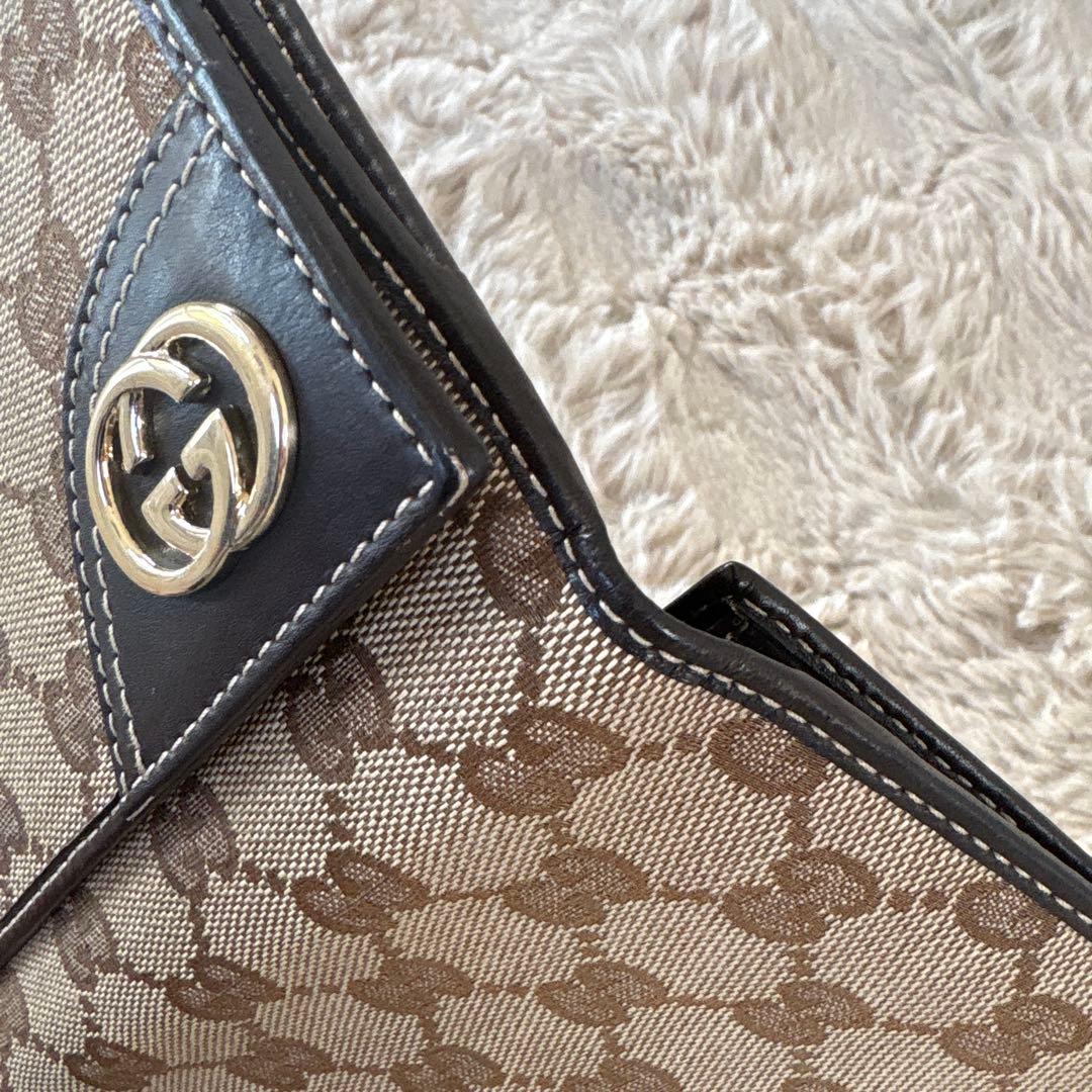 GUCCI グッチ GGパターン 長財布 ベージュ×ブラウン キャンパスレザー