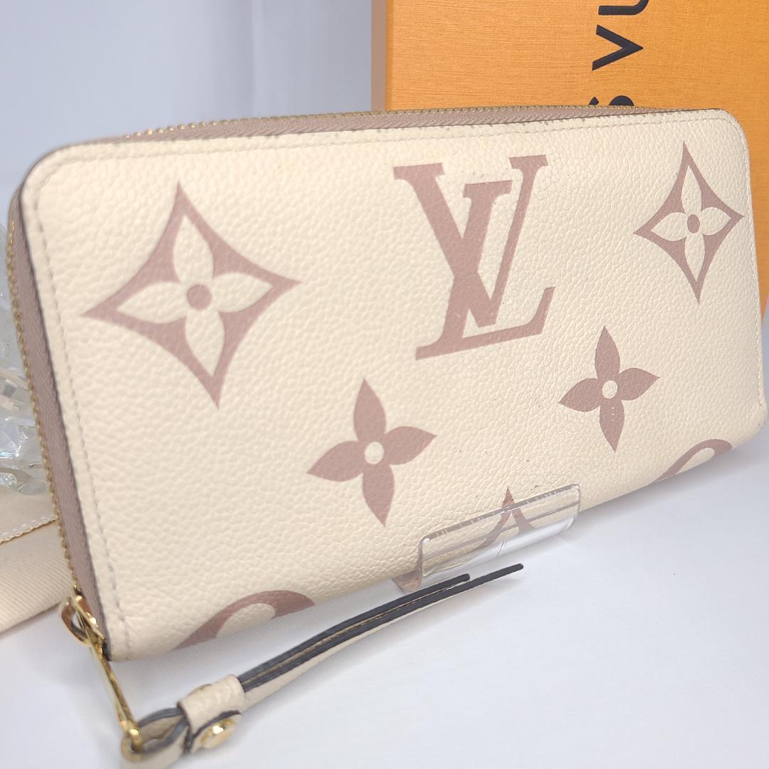 ルイヴィトン ジッピーウォレット クリーム ピンク バイカラー M81914