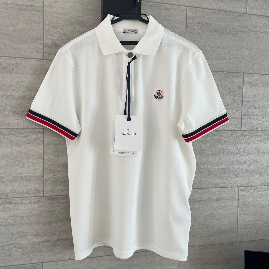 MONCLER ホワイト ポロシャツ 新品タグ付き - メルカリ