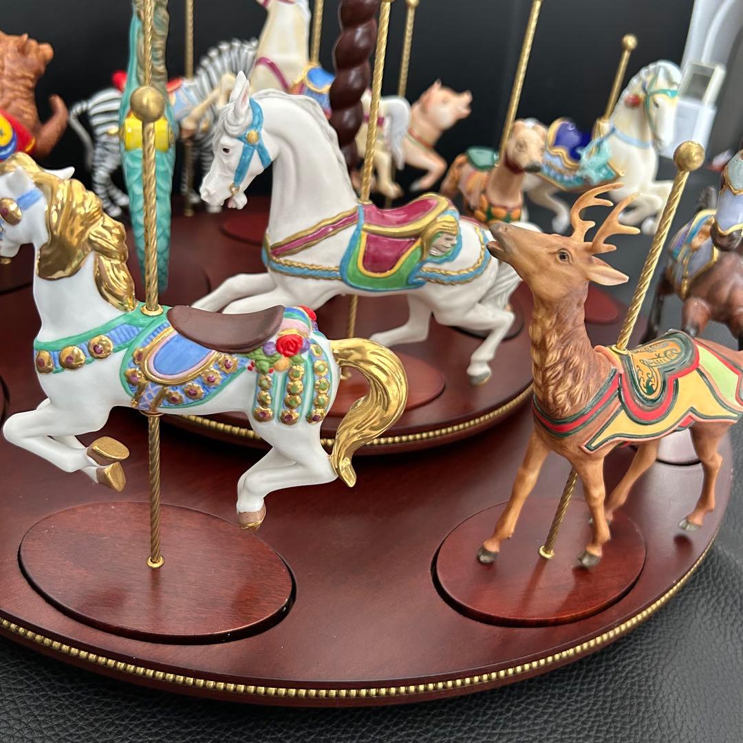 激レア★フランクリンミント/回転木馬 12体/カルーセル 木製ラックとセット★
