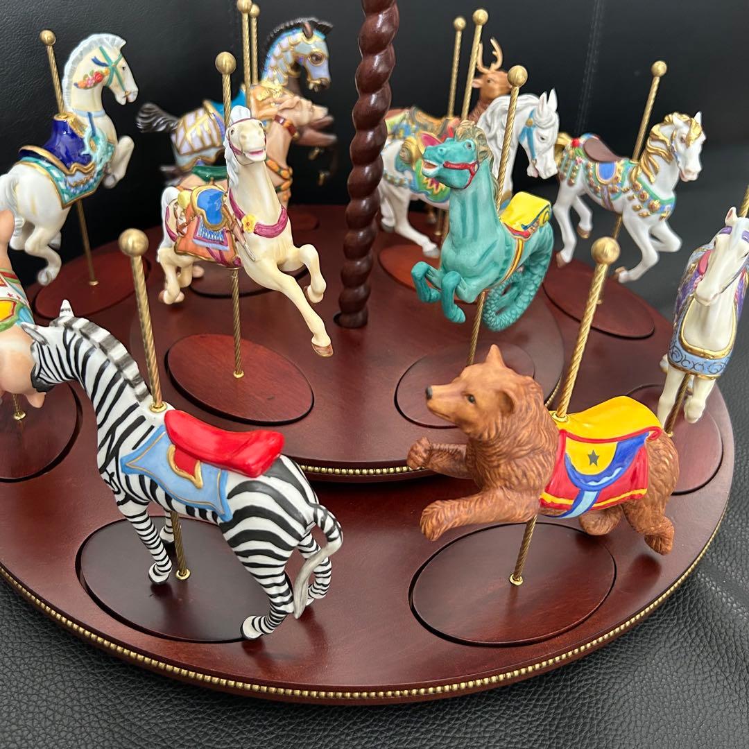 激レア★フランクリンミント/回転木馬 12体/カルーセル 木製ラックとセット★
