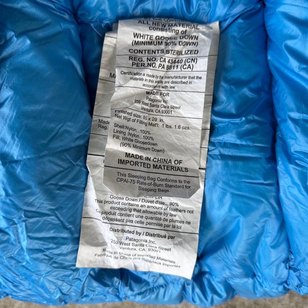 Patagonia 850ダウン・スリーピング・バッグ30℉/-1℃