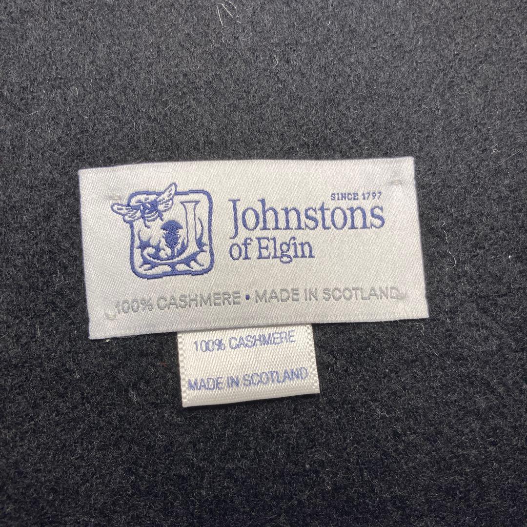 美品 ジョンストンズ カシミヤ100％ 大判ストール ブラック