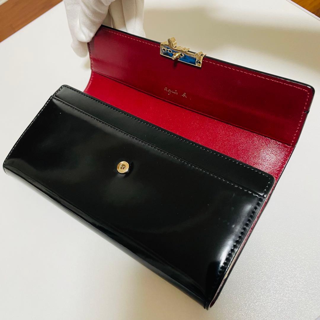 agnès b. エナメル ブラック長財布