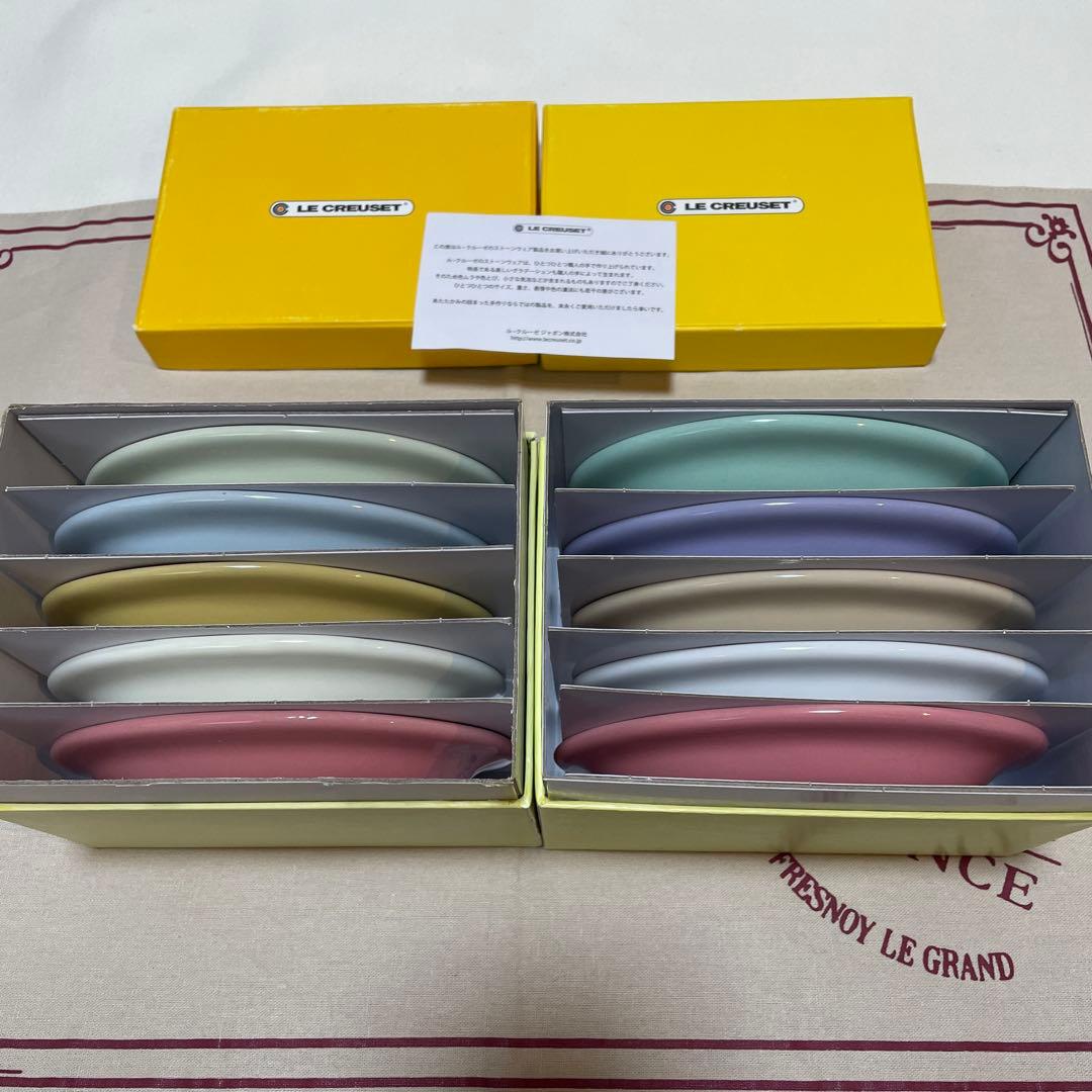 《新品》LE CREUSET ミニオーバルプレート 2箱 10枚