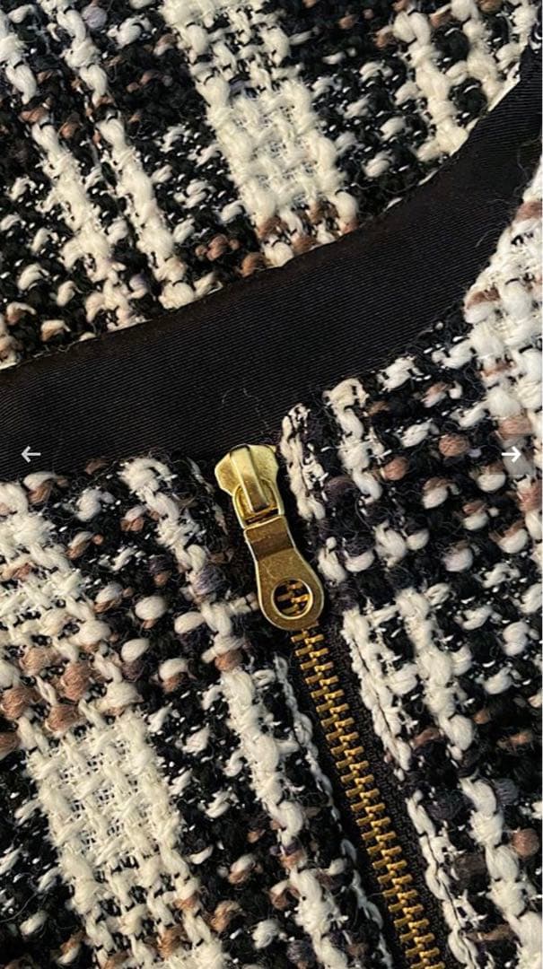 Sheller‪‪❤︎‬フロントZIPツイードドレス