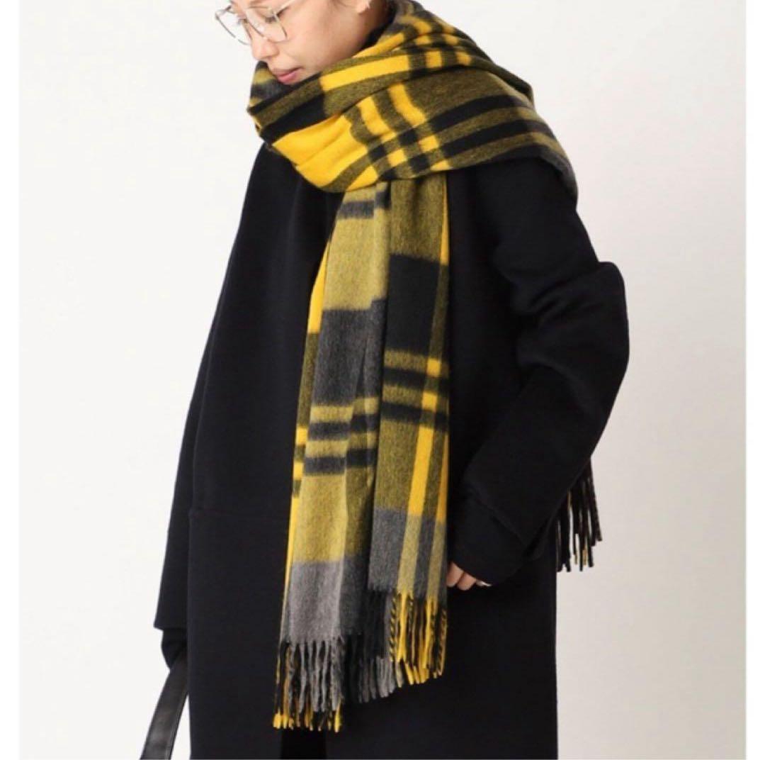 ジョシュアエリス チェック柄ストール イエロー ジョンストンズ