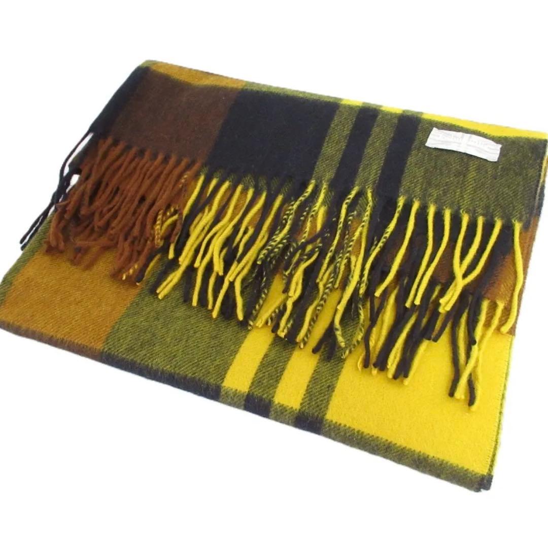 ジョシュアエリス チェック柄ストール イエロー ジョンストンズ