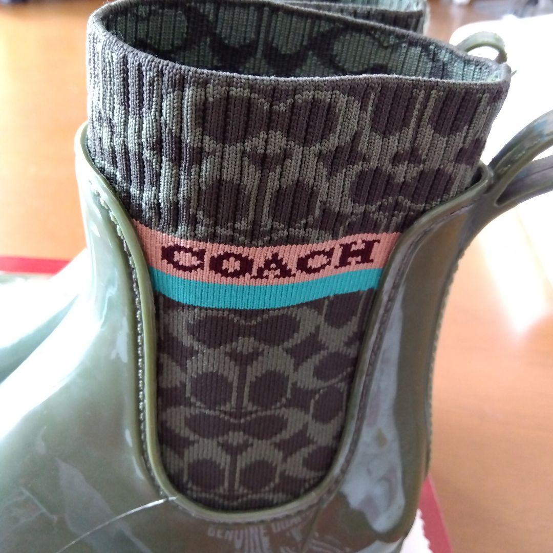 COACH コーチ　レインブーツ カーキ色