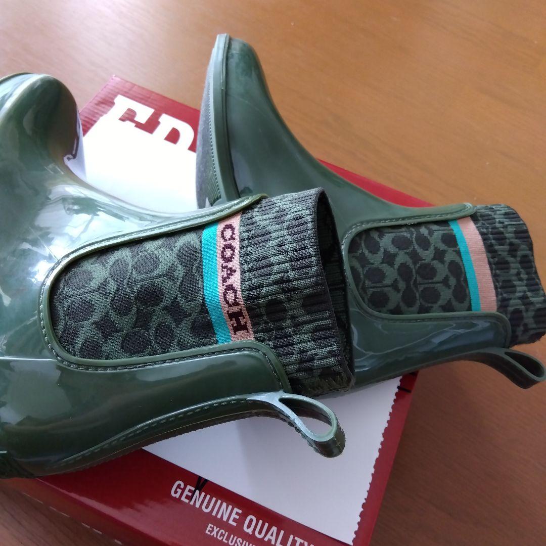 COACH コーチ　レインブーツ カーキ色